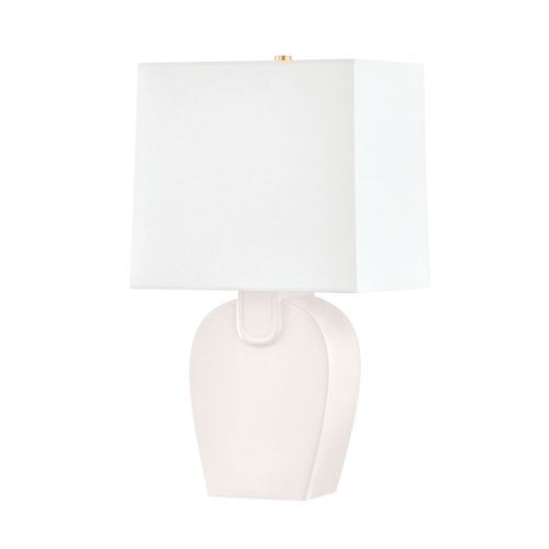 Mitzi Lighting, Hikari Pink Grey Round Glass Table Lamp Small White