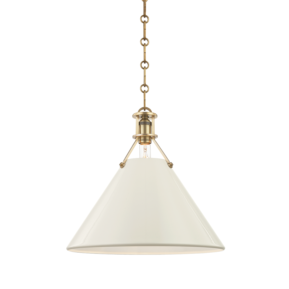 Painted No.2 1-Light Large Pendant (Aged Brass/Off White)